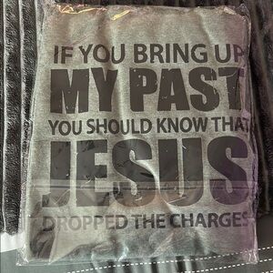 Gildan Gray Short Sleeve Tee with Bold Religious Message